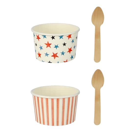 Red, White & Blue Ice Cream Bowls with Spoons, 8ct. by Makery™